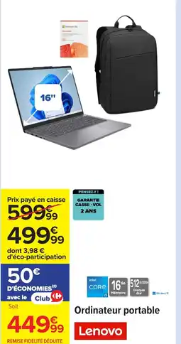 Carrefour LENOVO Ordinateur portable offre