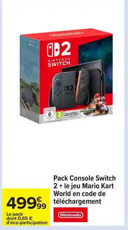 Carrefour NINTENDO Pack Console Switch 2 + le jeu Mario Kart World en code de téléchargement offre