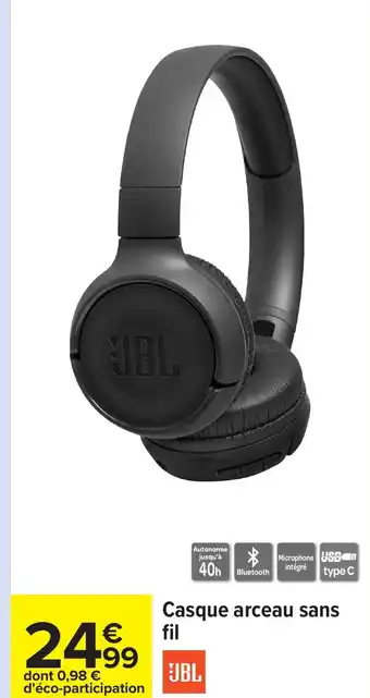 Carrefour JBL Casque arceau sans fil offre