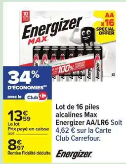 Carrefour Energizer Max AA/LR6 offre