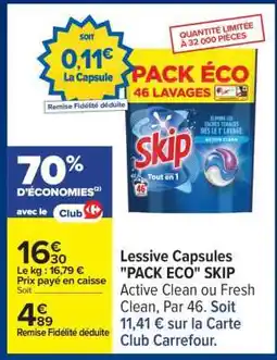 Carrefour Lessive capsules Pack Eco SKIP offre
