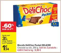 Carrefour Biscuits DéliChoc Pocket DELACRE offre