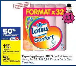 Carrefour PAPIER HYGIÉNIQUE 'LOTUS CONFORT' offre