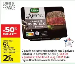 Carrefour 2 pavés de rumsteck marinés aux 3 poivres SOCOPA offre