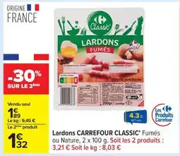Carrefour Lardons Carrefour Classic offre