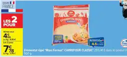 Carrefour Emmental râpé Maxi Format CARREFOUR CLASSIC offre