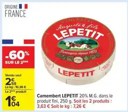 Carrefour Camembert Lepetit offre