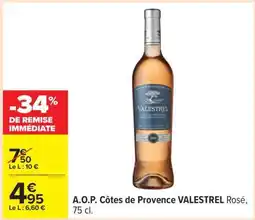 Carrefour A.O.P. Côtes de Provence VALESTREL Rosé, 75 cl offre