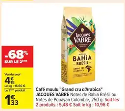 Carrefour Café moulu Grand cru d’Arabica JACQUES VABRE offre