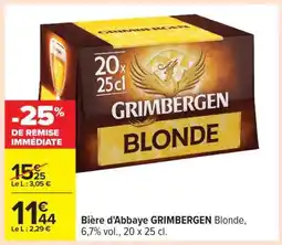 Carrefour Bière d'Abbaye GRIMBERGEN Blonde offre