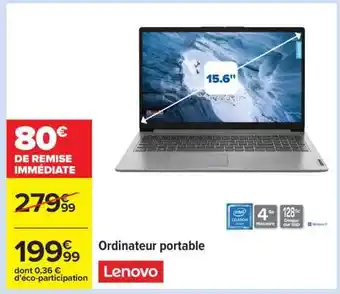Carrefour Ordinateur portable Lenovo offre