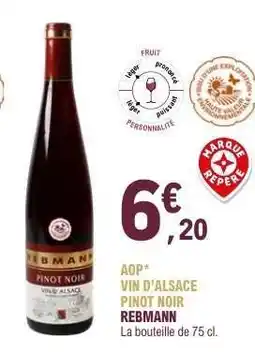 E.Leclerc AOP VIN D'ALSACE PINOT NOIR REBMANN offre