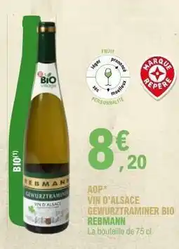 E.Leclerc AOP Vin d'Alsace Gewurztraminer Bio Rebmann offre