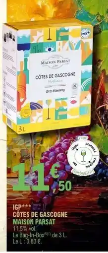 E.Leclerc CÔTES DE GASCOGNE MAISON PARSAT offre