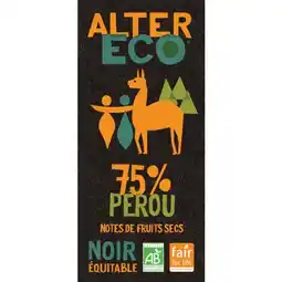Carrefour ALTER ECO Tablette de chocolat Bio offre
