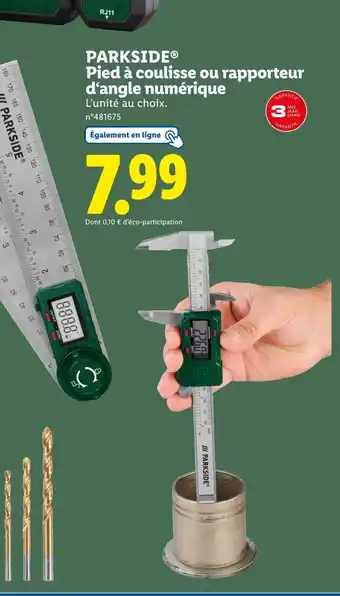 Lidl PARKSIDE Pied à coulisse ou rapporteur d'angle numérique offre