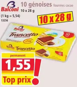 Norma Balconi 10 génoises fourrées cacao offre