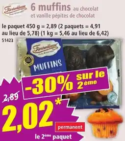 Norma Farstenklasse 6 muffins au chocolat et vanille pépites de chocolat offre