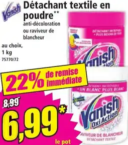 Norma Vanish Détachant textile en poudre offre