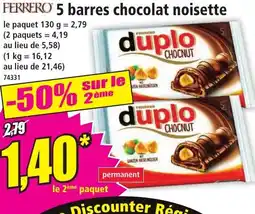 Norma FERRERO 5 barres chocolat noisette offre