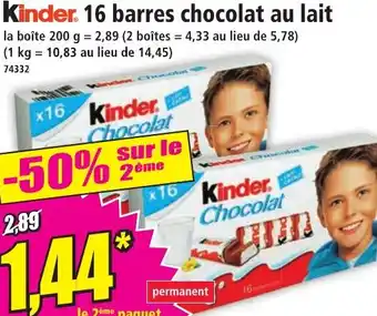 Norma Kinder. 16 barres chocolat au lait offre