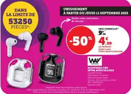 Super U Ecouteurs tws intra auriculaires offre