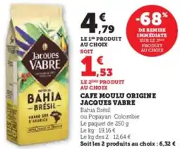 Super U Cafe moulu origine jacques vabre offre