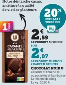 Super U Chocolat noir u offre