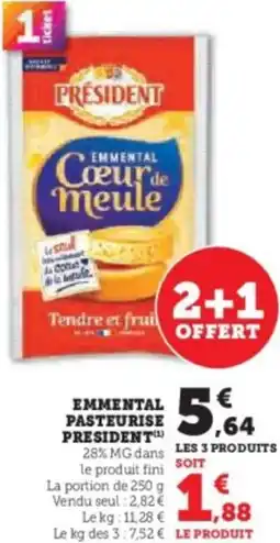 Super U Emmental pasteurise president offre