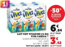 Super U Lait uht vitamine 1% mg viva candia offre