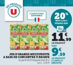 Super U Jus d'orange multifruits a base de concentre u brique offre