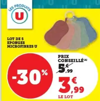 Super U Lot de 5 eponges microfibres u offre