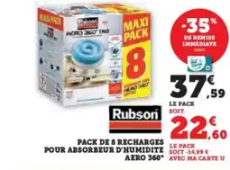 Super U Pack de 8 recharges pour absorbeur d'humidite aero 360° offre