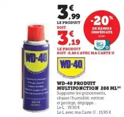 Super U Wd-40 produit multifonction 200 ml offre