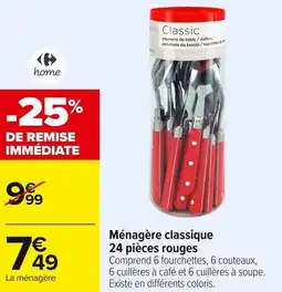 Carrefour Market Ménagère classique 24 pièces rouges offre