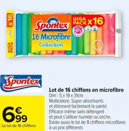 Carrefour Market Lot de 16 chiffons en microfibre offre