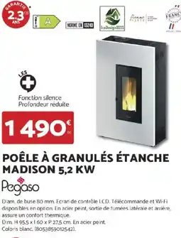Bricomarché PEGASO Poêle à granulés étanche madison 5,2 kw offre