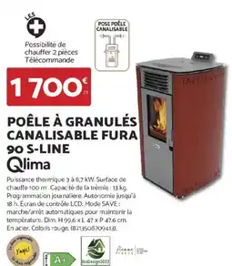 Bricomarché QLIMA Poêle à granulés canalisable fura 90 s-line offre