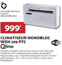 Bricomarché QLIMA Climatiseur monobloc wdh 229 ptc offre
