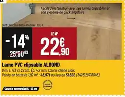 Tridôme Lame pvc clipsable almond offre