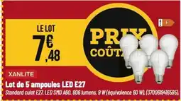 Tridôme XANLITE Lot de 5 ampoules led e27 offre