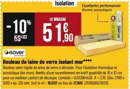 Tridôme Rouleau de laine de verre isolant mur offre