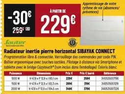 Tridôme Radiateur inertie pierre horizontal sibayak connect offre