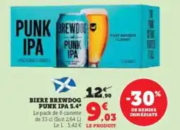Hyper U Biere brewdog punk ipa 5.4 offre
