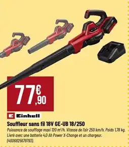 Tridôme EINHELL Souffleur sans fil 18V GE-UB 18/250 offre
