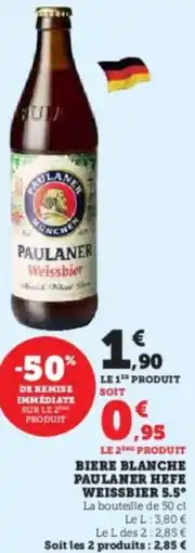 Hyper U Biere blanche paulaner hefe weissbier 5.5° offre