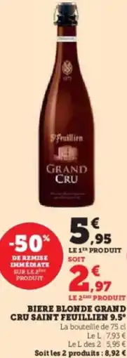 Hyper U Biere blonde grand cru saint feuillien 9.5° offre