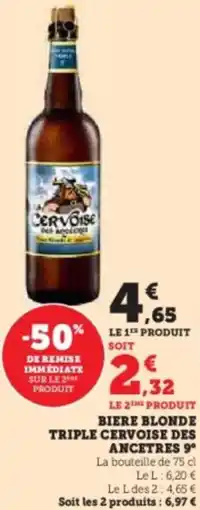 Hyper U Biere blonde triple cervoise des ancetres 9 offre