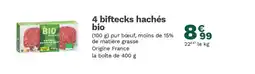 Picard 4 biftecks hachés bio offre