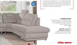 Möbel Martin CANAPÉ D'ANGLE Tissu uni brouillard offre